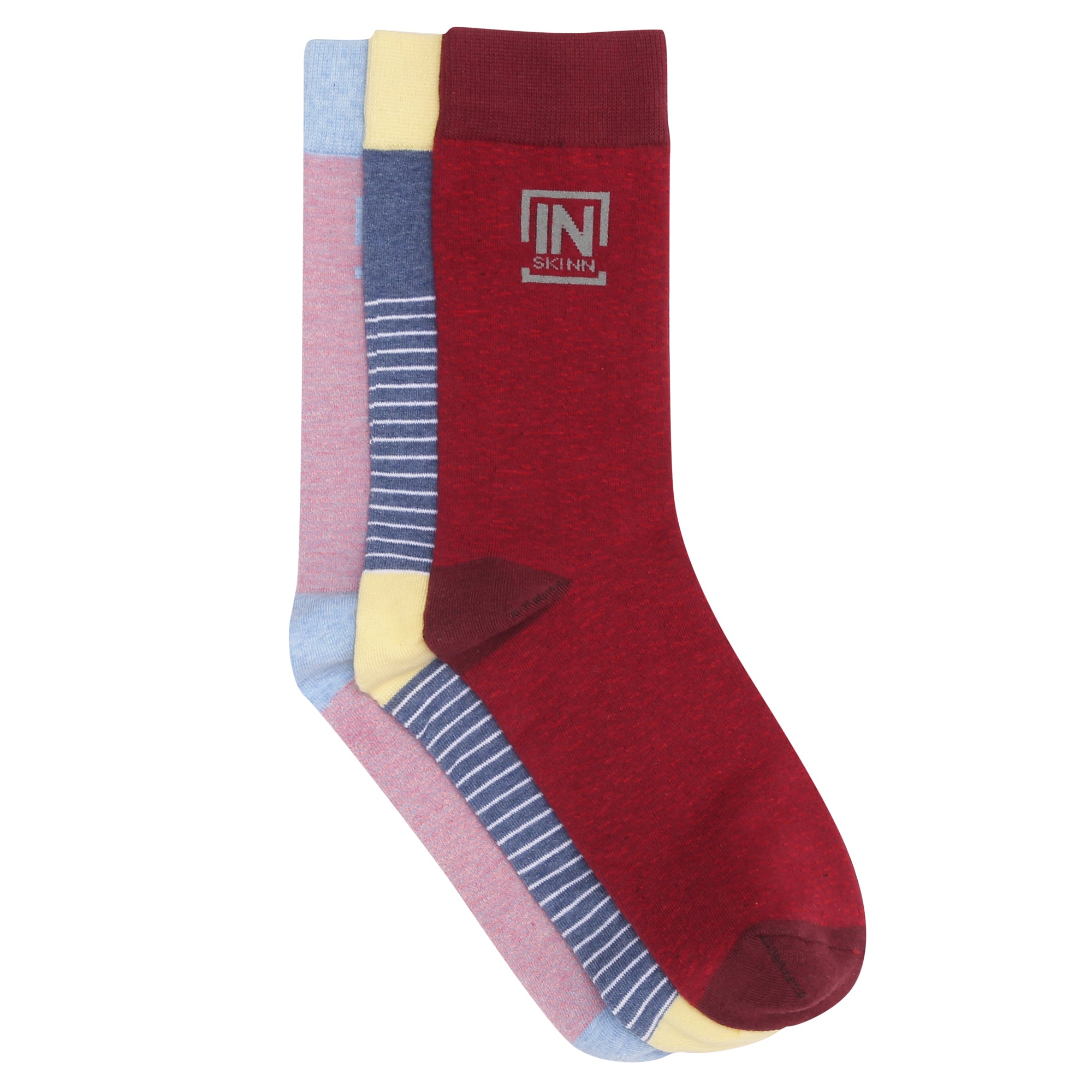 Regular crew length socks combo(Pack of 3 pairs)inskinn, Combo1003