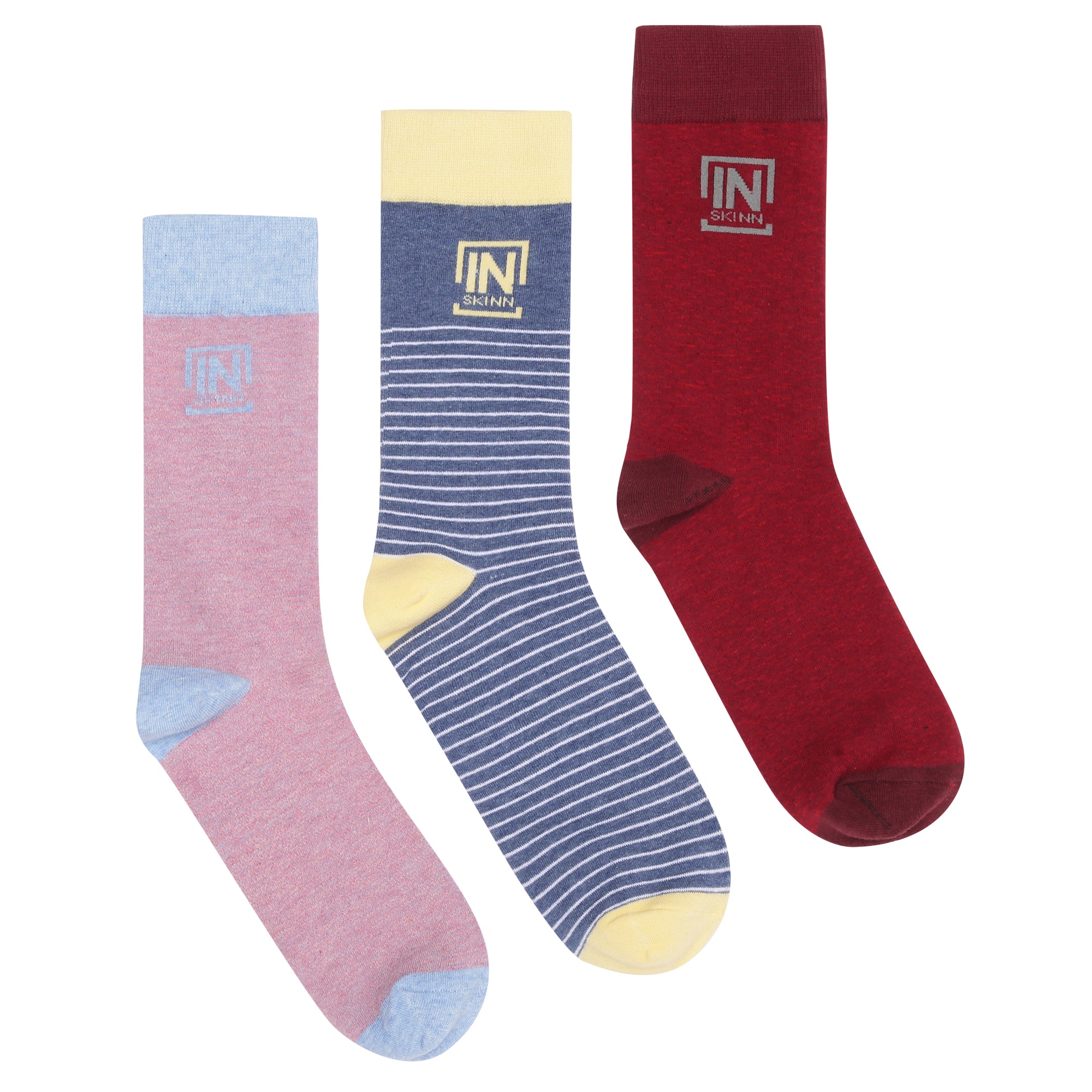 Regular crew length socks combo(Pack of 3 pairs)inskinn, Combo1003