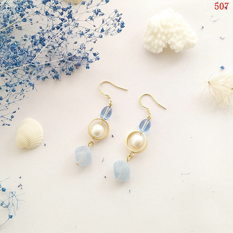 Whiteblue Droplet Earrings for Women
