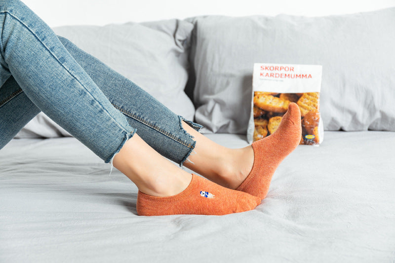 Pure cotton no show-loafer women socks,inskinn281
