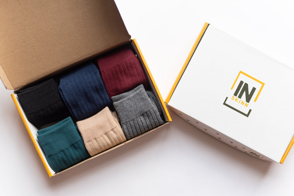 Inskinn Pack of 6 Premium Cotton socks (crew length)